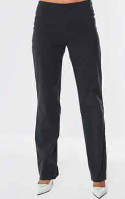 Outlet PrettyLittleThing Stretched Woven Straight Leg Pants Black