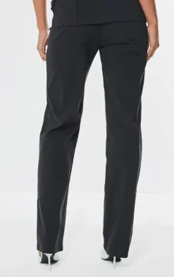 Outlet PrettyLittleThing Stretched Woven Straight Leg Pants Black