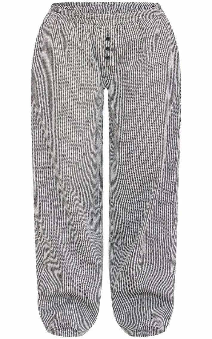 Black Stripe Soft Woven Boxer Waistband Straight Leg Pants