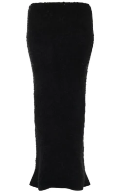 Discount PrettyLittleThing Stripe Textured Knit Maxi Skirt Black
