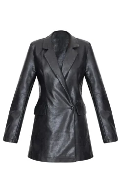 Structured Faux Leather Blazer Dress-PrettyLittleThing Sale