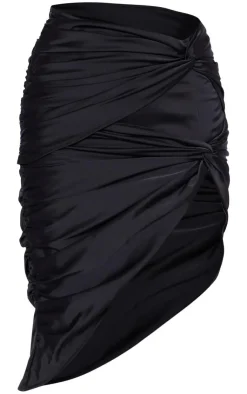 Structured Satin Ruched Double Knot Midi Skirt-PrettyLittleThing Outlet