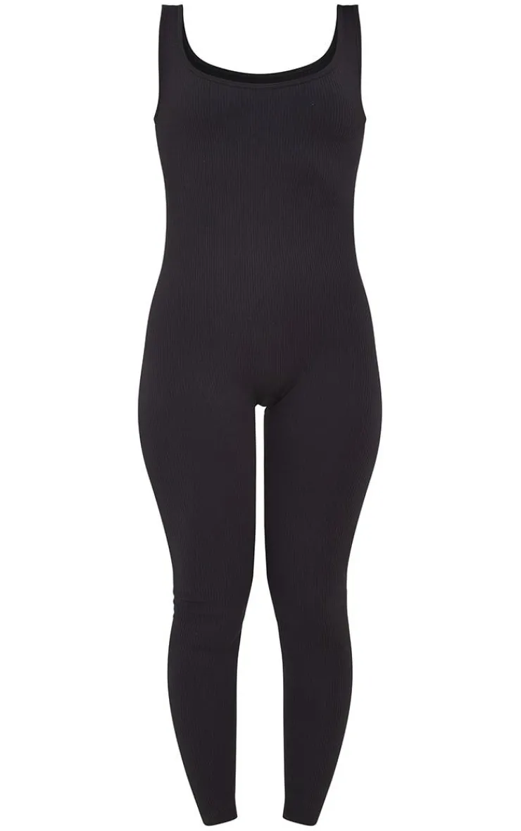 PrettyLittleThing Snatched*Structured Snatched Ribbed Scoop Neck Jumpsuit