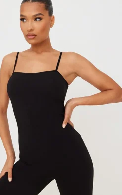 PrettyLittleThing Unitards*Structured Snatched Rib Straight Neck Unitard