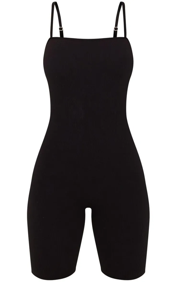 PrettyLittleThing Unitards*Structured Snatched Rib Straight Neck Unitard