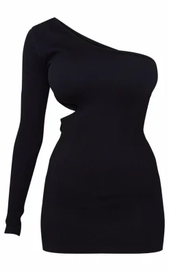 PrettyLittleThing Snatched*Structured Snatched Rib One Shoulder Cut Out Bodycon Dress