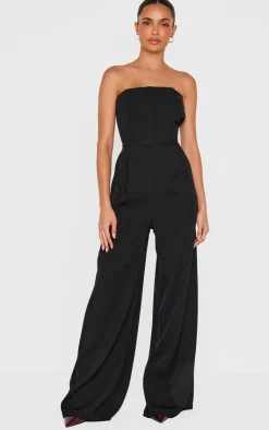 PrettyLittleThing Christmas Day Outfits*Structured Woven Bandeau Boned Detailed Jumpsuit