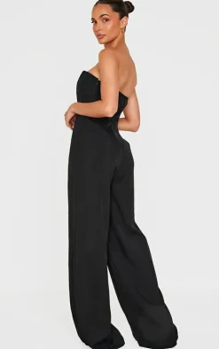PrettyLittleThing Christmas Day Outfits*Structured Woven Bandeau Boned Detailed Jumpsuit
