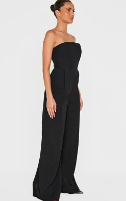 PrettyLittleThing Christmas Day Outfits*Structured Woven Bandeau Boned Detailed Jumpsuit
