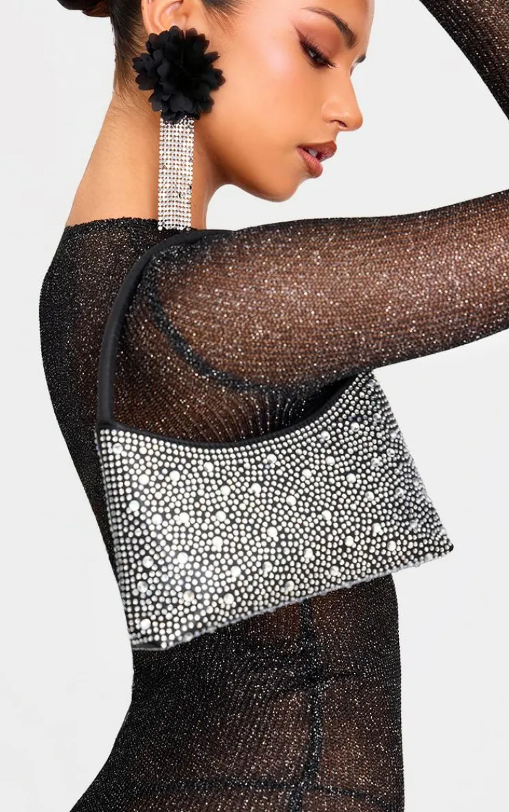 PrettyLittleThing Shoulder Bags*Stud Diamante Shoulder Bag