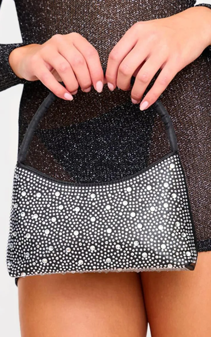 PrettyLittleThing Shoulder Bags*Stud Diamante Shoulder Bag