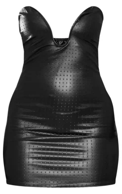 Studded Faux Leather Wire Bandeau Bodycon Dress-PrettyLittleThing Clearance