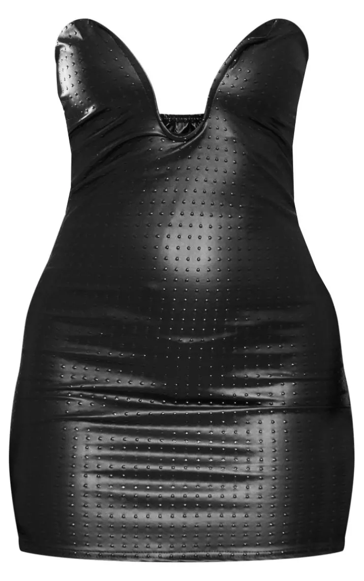 Studded Faux Leather Wire Bandeau Bodycon Dress-PrettyLittleThing Clearance