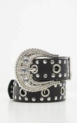 PrettyLittleThing Black Belts*Studded Western Style Belt