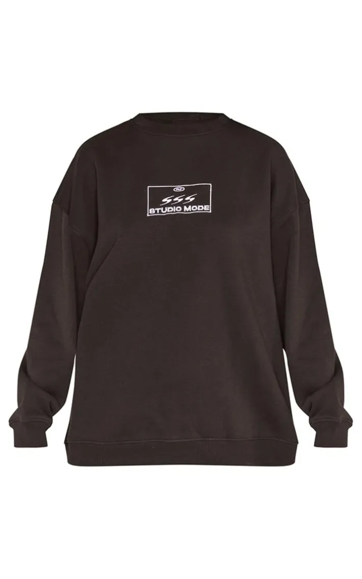 Black Studio Mode Embroidered Sweatshirt
