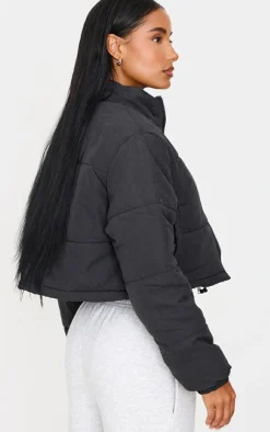 PrettyLittleThing Puffer Jackets*Super Cropped Peach Skin Puffer