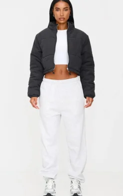 PrettyLittleThing Puffer Jackets*Super Cropped Peach Skin Puffer