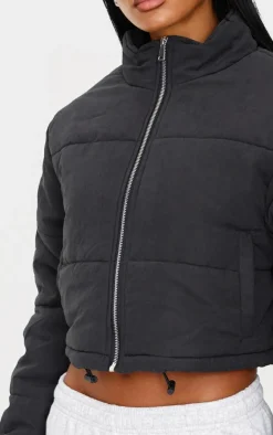 PrettyLittleThing Puffer Jackets*Super Cropped Peach Skin Puffer