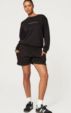 Black Sweat Pocket Runner Shorts