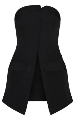 Tailored Button Skort Bandeau Romper-PrettyLittleThing Outlet