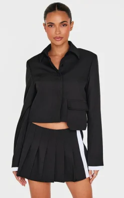 New PrettyLittleThing Tailored Pleated Mini Skort Black