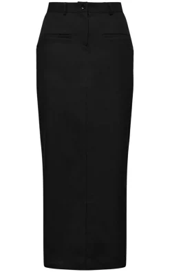 Online PrettyLittleThing Tailored Seam Detail Back Pocket Maxi Skirt Black