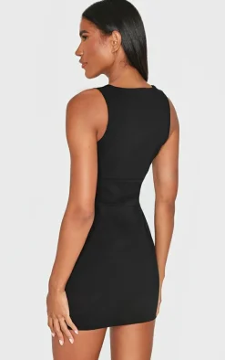 Tailored V Neck Pleated Shift Dress-PrettyLittleThing Discount