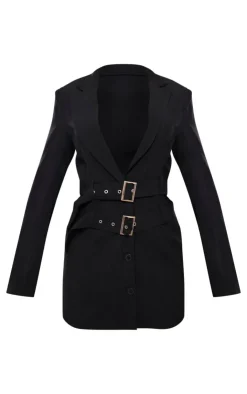 Tailored Woven Double Belted Blazer Dress-PrettyLittleThing Best
