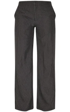 Clearance PrettyLittleThing Tailored Woven Glitter Pinstripe Wide Leg Pants Black