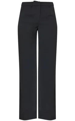 New PrettyLittleThing Tailored Woven High Waist Wide Leg Pants Black