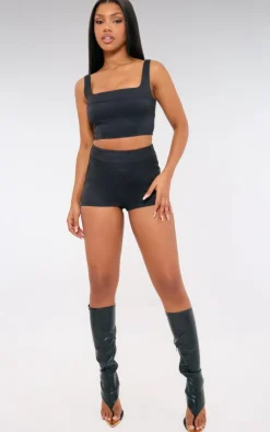 Outlet PrettyLittleThing Tailored Woven High Waisted Shorts Black