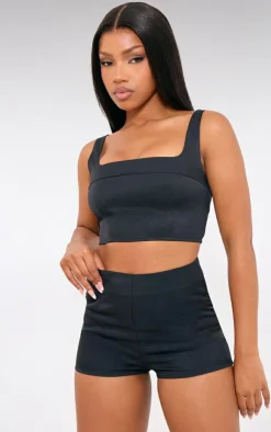 Outlet PrettyLittleThing Tailored Woven High Waisted Shorts Black