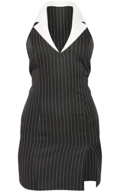 Tailored Woven Pin Stripe Contrast Collar Bodycon Dress-PrettyLittleThing Sale