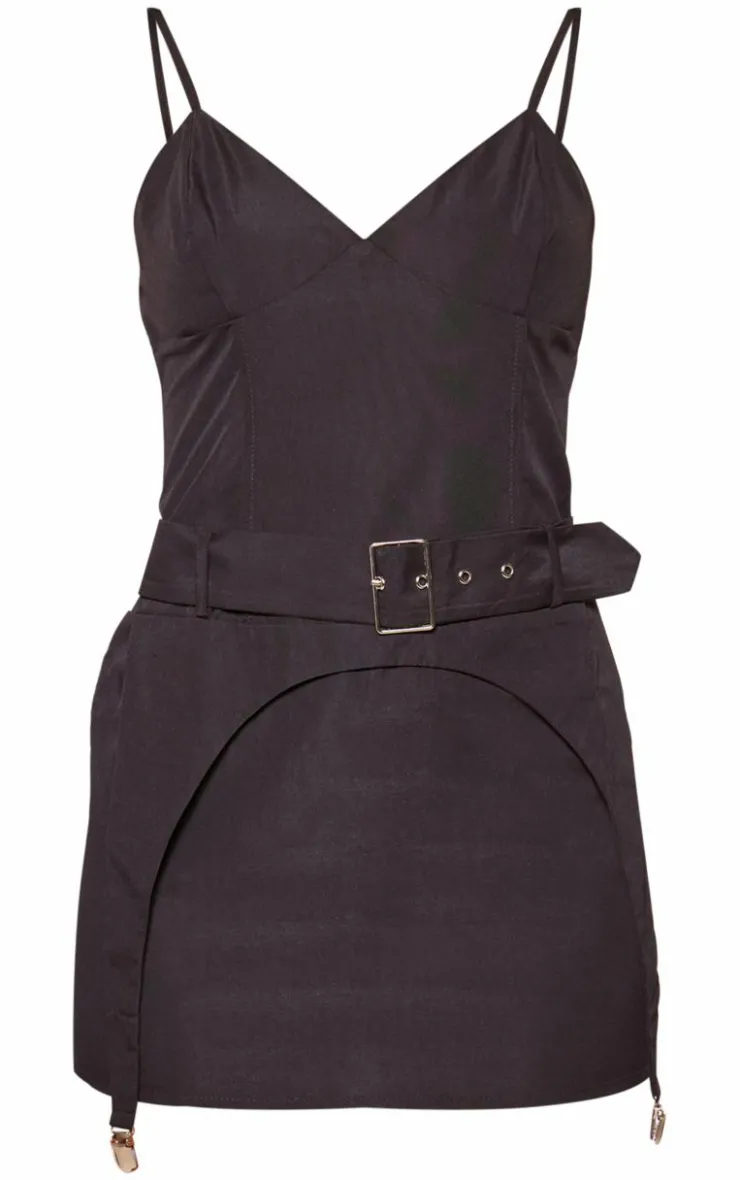 Tailored Woven Stirrup Detail Bodycon Dress-PrettyLittleThing Sale
