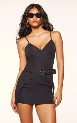 Tailored Woven Stirrup Detail Bodycon Dress-PrettyLittleThing Sale