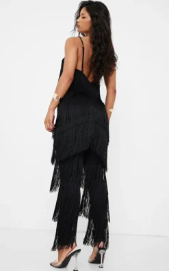 Tassel Plunge Jumpsuit-PrettyLittleThing New