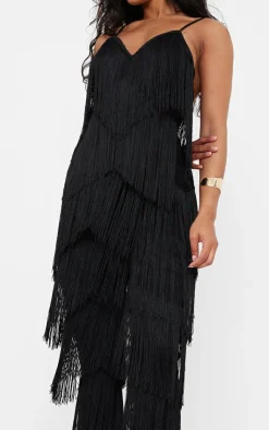 Tassel Plunge Jumpsuit-PrettyLittleThing New