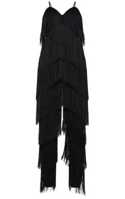 Tassel Plunge Jumpsuit-PrettyLittleThing New