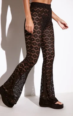 Black Textured Beach Flares