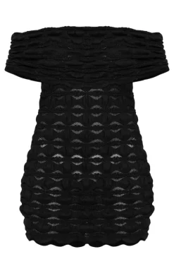 Textured Bubble Jersey Bardot Bodycon Dress-PrettyLittleThing Clearance