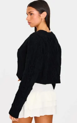 PrettyLittleThing Cardigans*Textured Cable Knit Cropped Cardigan