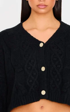 PrettyLittleThing Cardigans*Textured Cable Knit Cropped Cardigan