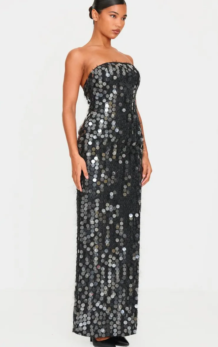 Textured Disk Sequin Maxi Dress-PrettyLittleThing Hot