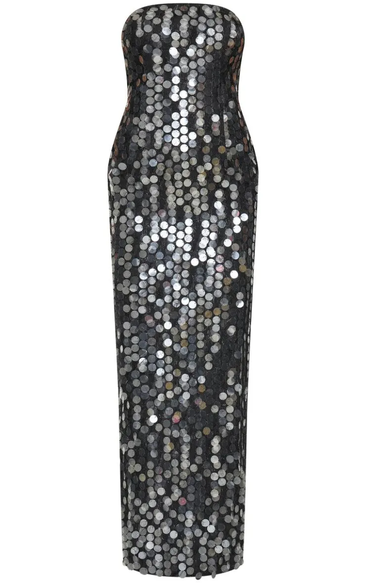 Textured Disk Sequin Maxi Dress-PrettyLittleThing Hot