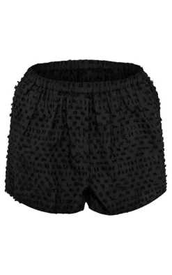 Hot PrettyLittleThing Textured Floaty Shorts Black