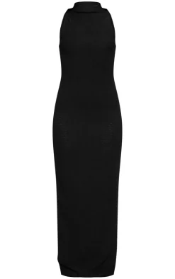 Textured High Neck Midaxi Dress-PrettyLittleThing Online