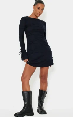 Textured Jersey Cut Out Back Bodycon Dress-PrettyLittleThing