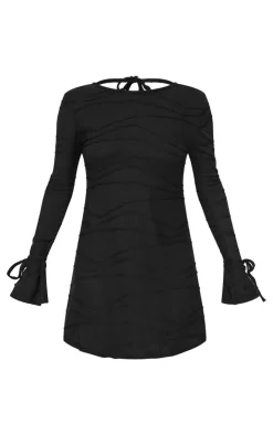 Textured Jersey Cut Out Back Bodycon Dress-PrettyLittleThing
