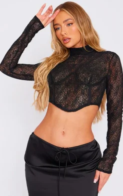 PrettyLittleThing Corsets*Textured Lace Bust Detail Corset Top