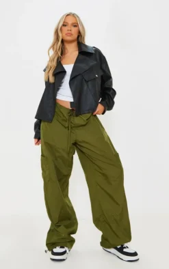 PrettyLittleThing Faux Leather Jackets*Textured Look Faux Leather Biker Jacket